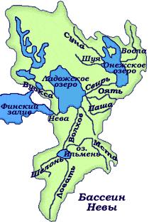 Водосборный бассейн реки Невы. Карта-схема