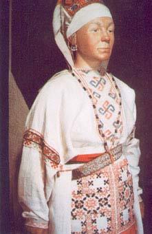 Folk woman costume of the Vod nation. The second half of the 19th cent.