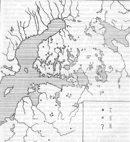 Памятники раннего неолита Ленинградской области и соседних территорий. Карта-схема