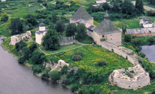 Bird's eye view of the Staraya Ladoga Fortress