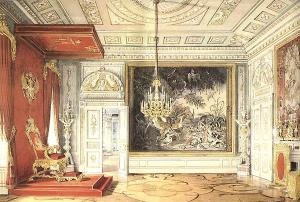 Тронный зал.  Акварель Э. Гау. 1878