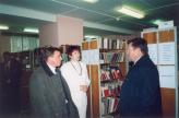 V.P. Srdukov, governor of the Leningrad Oblast (right) in the Kommunar Town Library