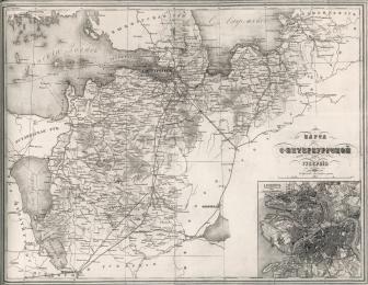 Карта С.Петербургской губернии. Картографическое заведение А.Ильина. 1871