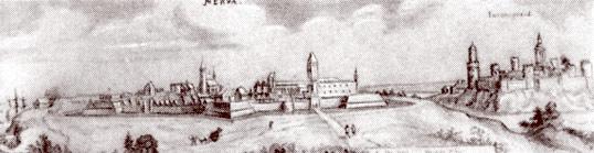 Narva and Ivangorod. Engraving of th e17th cent.