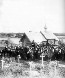 Освящение церкви Дмитрия Солунского в Старой Ладоге после ее возобновления. Фото 9 октября 1901