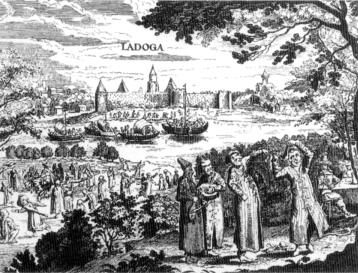 Ладожская крепость. Гравюра А.Олеария. 1634